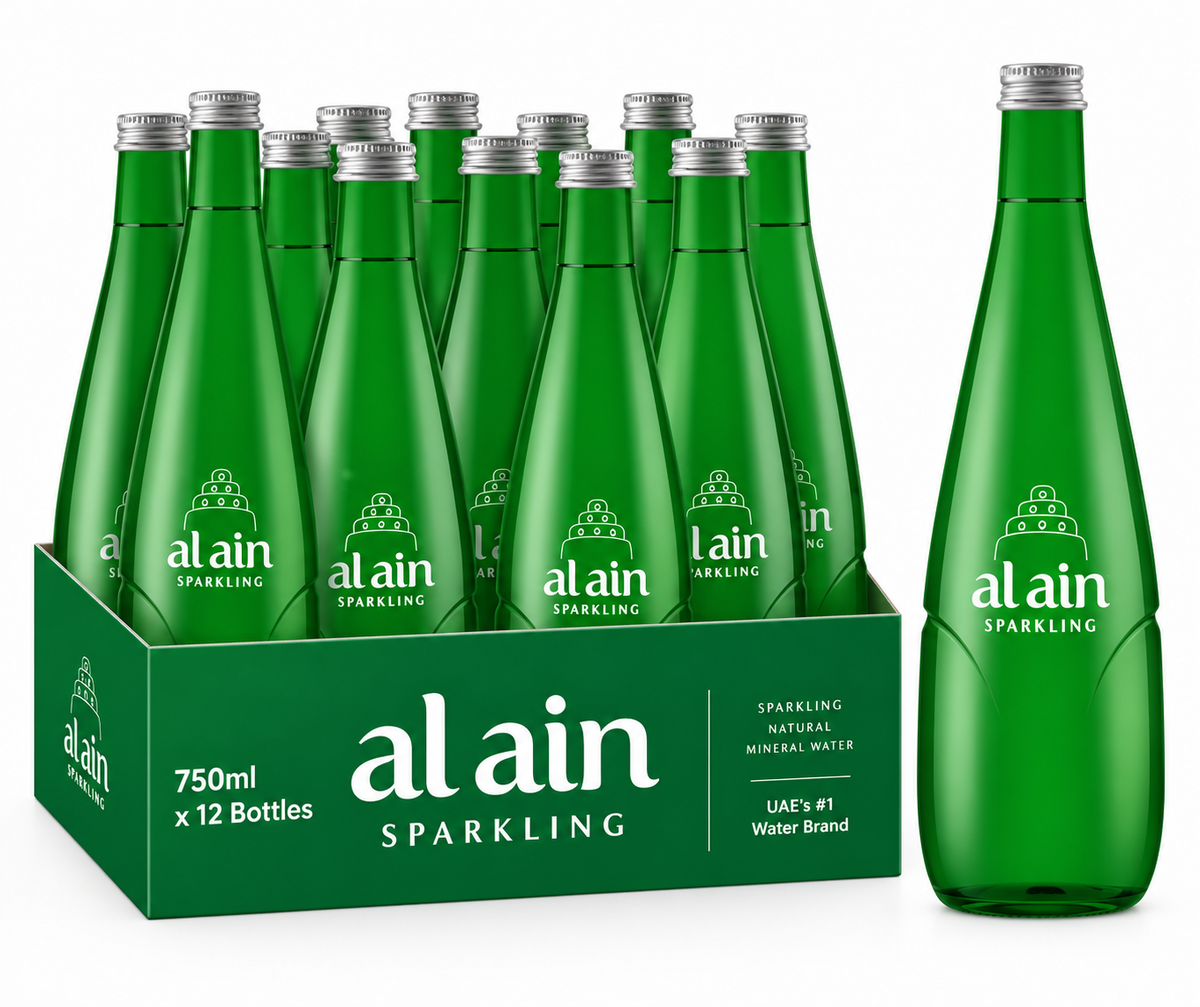 Al Ain Sparkling Water Glass Bottles - (12×750ml)