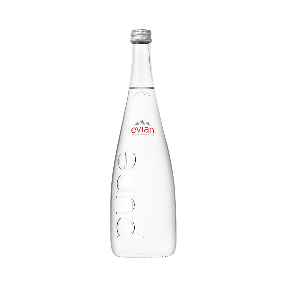 Evian Natural Mineral Water Glass Bottles - (12x750ml)