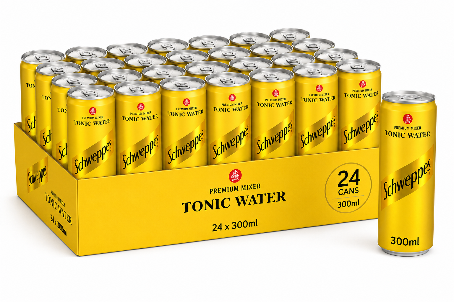 Schweppes Tonic Water Carbonated Soft Drink Cans (24x300ml)