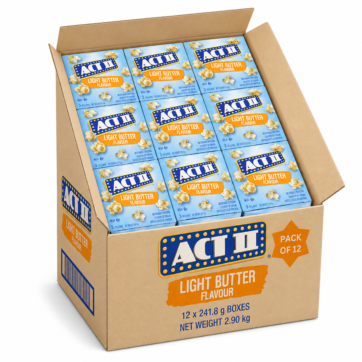 Act II Light Butter Flavour Popcorn - (12x242g)