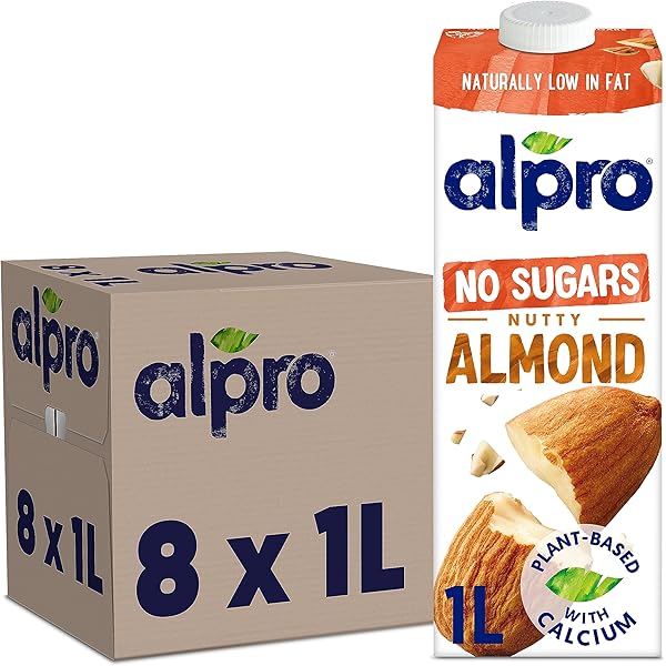 Alpro Almond Unsweetened Milk (8x1L)
