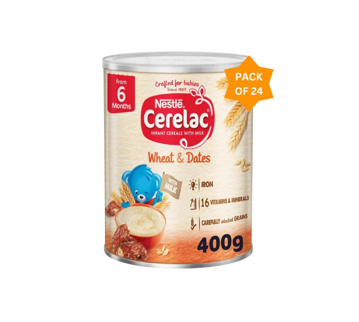 Nestle Cerelac Infant Cereal Wheat & Dates (6+ Months) - (24x400g)