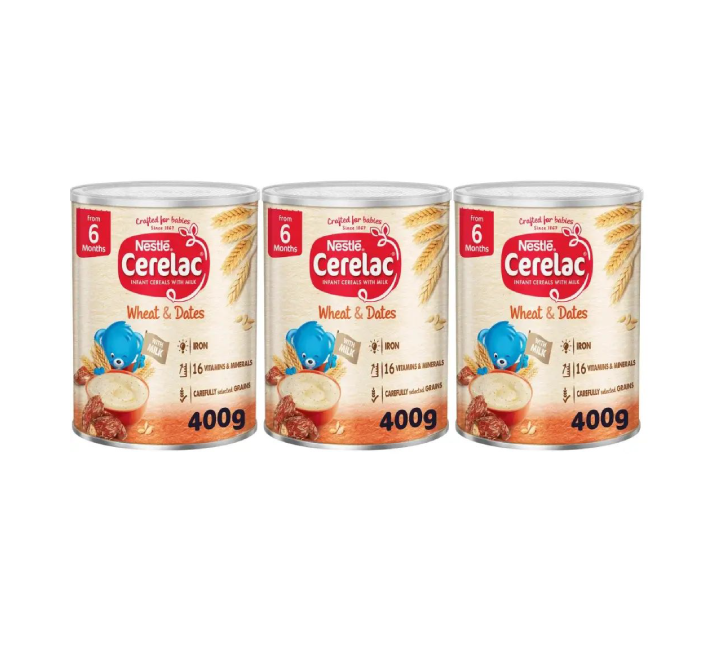 Nestle Cerelac Infant Cereal Wheat & Dates (6+ Months) - (3x400g)