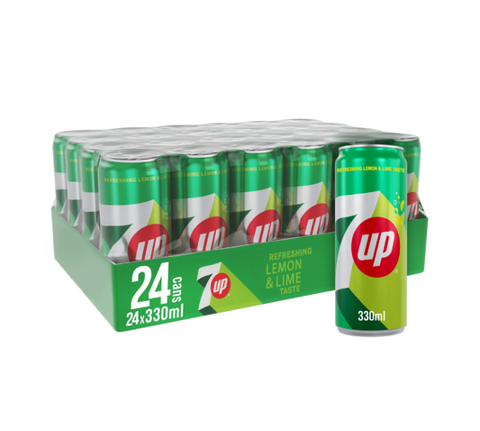 7UP Carbonated Soft Drink Cans (24x330ml) Refreshing
