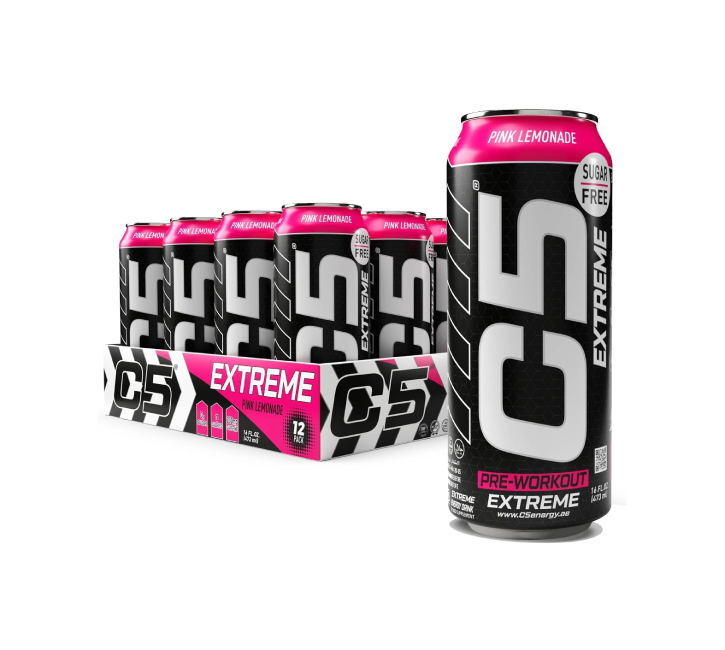 C5 Extreme Pink Lemonade Pre-Workout Energy Drink Cans (12x473ml)