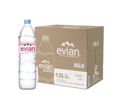 Evian Natural Mineral Water Bottles - (12x1.5L)