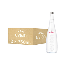 Evian Natural Mineral Water Glass Bottles (12x750ml)