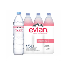 Evian Natural Mineral Plastic Water Bottles (6x1.5L)