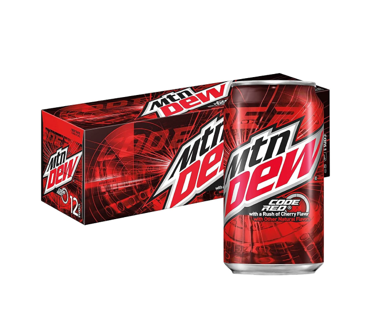 Mountain Dew Code Red Soft Drink Cans - (12x355ml)
