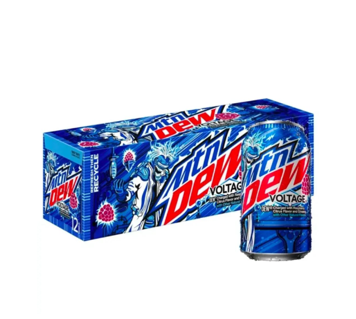 Mountain Dew Voltage Raspberry Soft Drink Cans - (12x355ml)
