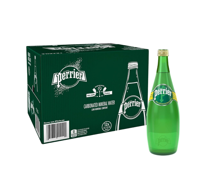 Perrier Natural Sparkling Mineral Water Glass Bottles (12x750ml)