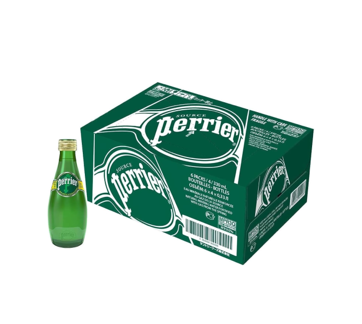 Perrier Natural Sparkling Mineral Water Glass Bottles (24x330ml)
