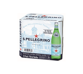 San Pellegrino Sparkling Natural Mineral Water Glass Bottles (12x750ml)