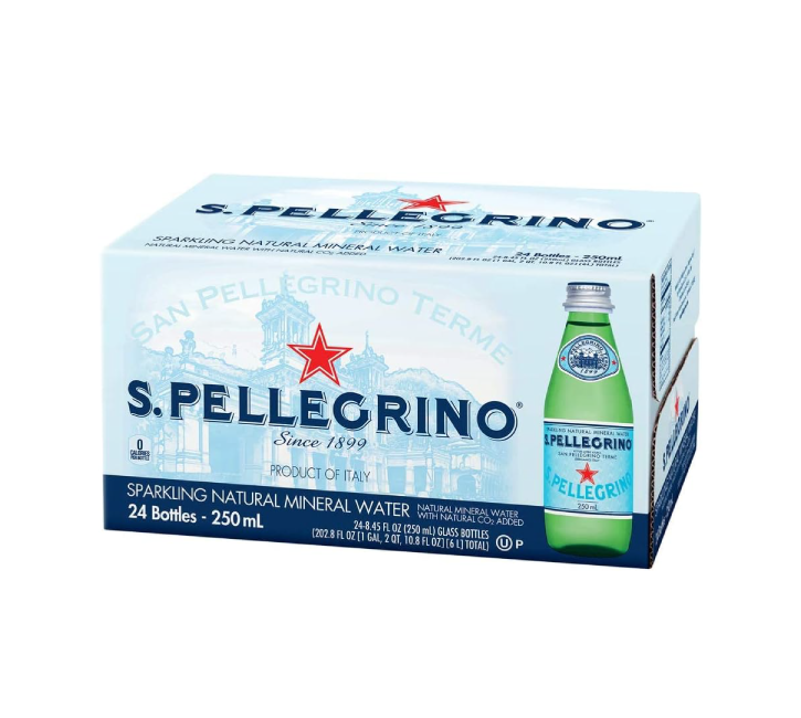 San Pellegrino Sparkling Natural Mineral Water Glass Bottles (24x250ml)