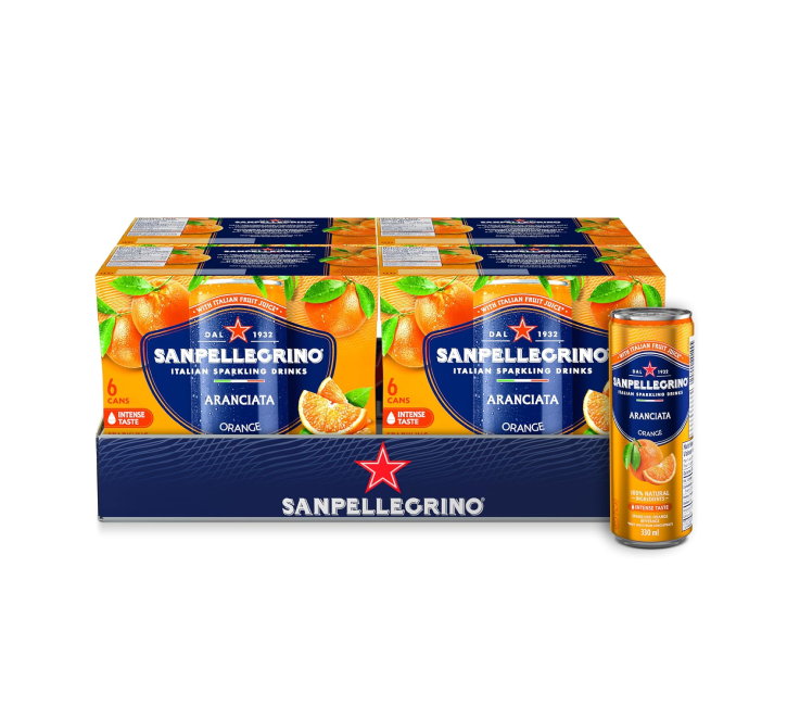 San Pellegrino Aranciata Orange Sparkling Juice Cans (24x330ml)