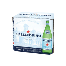 San Pellegrino Sparkling Natural Mineral Water Glass Bottles (12x1L)