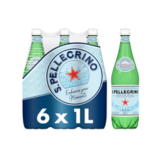 San Pellegrino Sparkling Natural Mineral Water Plastic Bottles (6x1L)