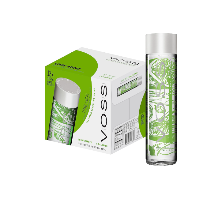 Voss Lime Mint Sparkling Water Glass Bottles (12x375ml)