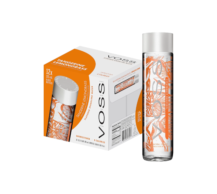Voss Tangerine Lemongrass Sparkling Water Glass Bottles (12x375ml)