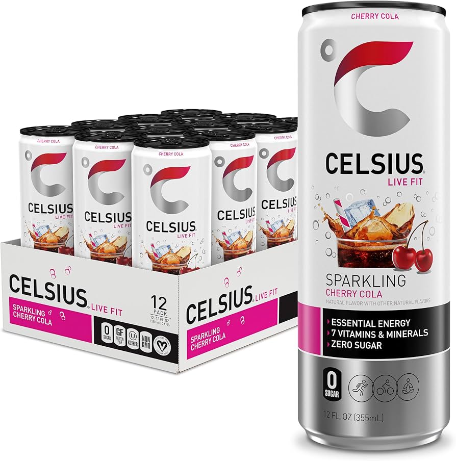 CELSIUS Sparkling Cherry Cola Energy Drink Cans - (12×355ml)