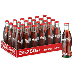 Coca Cola Original Taste Carbonated Soft Drink Glass Bottles - (24x250ml)