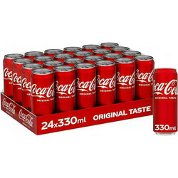 Coca Cola Carbonated Original Taste Soft Drink Cans - (24x330ml)