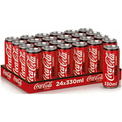 Coca Cola Zero Calories Carbonated Soft Drink Cans - (24x330ml)