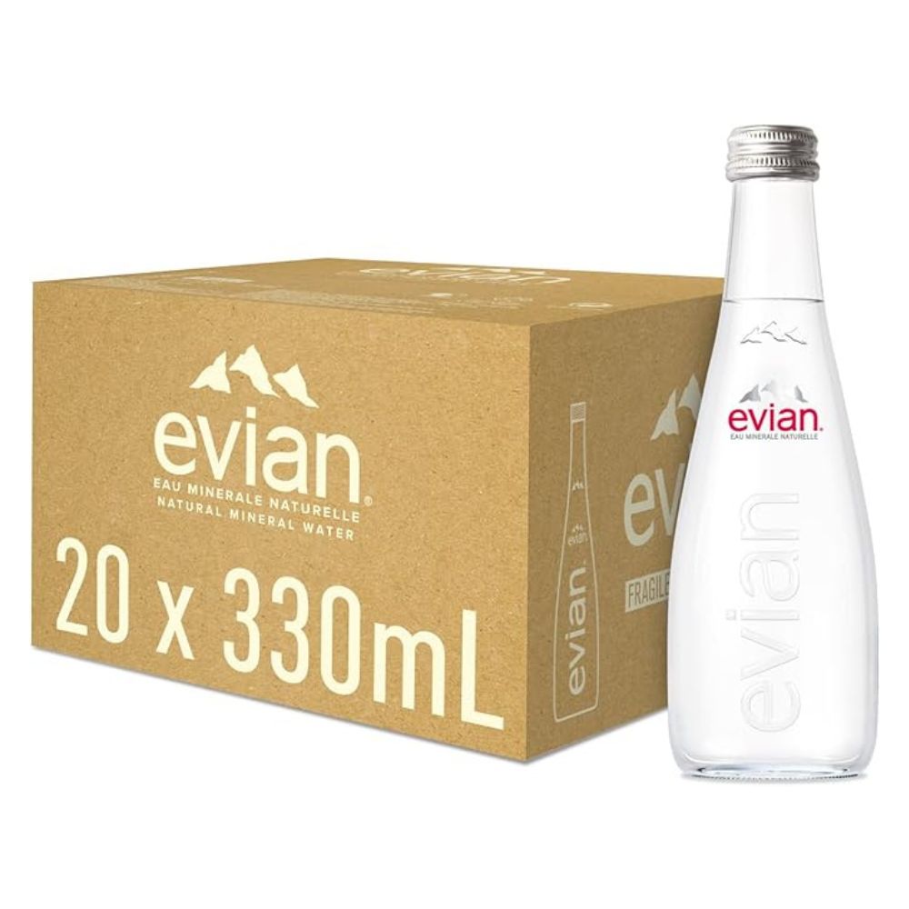 Evian Natural Mineral Water Glass Bottles (20x330ml)