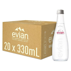 Evian Natural Mineral Water Glass Bottles - (20x330ml)