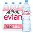 Evian Natural Mineral Water Plastic Bottles - (6x1.5L)