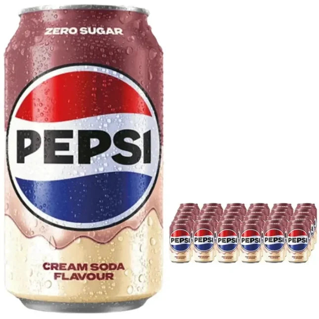 Pepsi Cream Soda Zero Sugar Soft Drink Cans - (24×330ml)