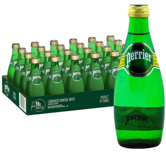 Perrier Natural Sparkling Mineral Water Glass Bottles (24x200ml)