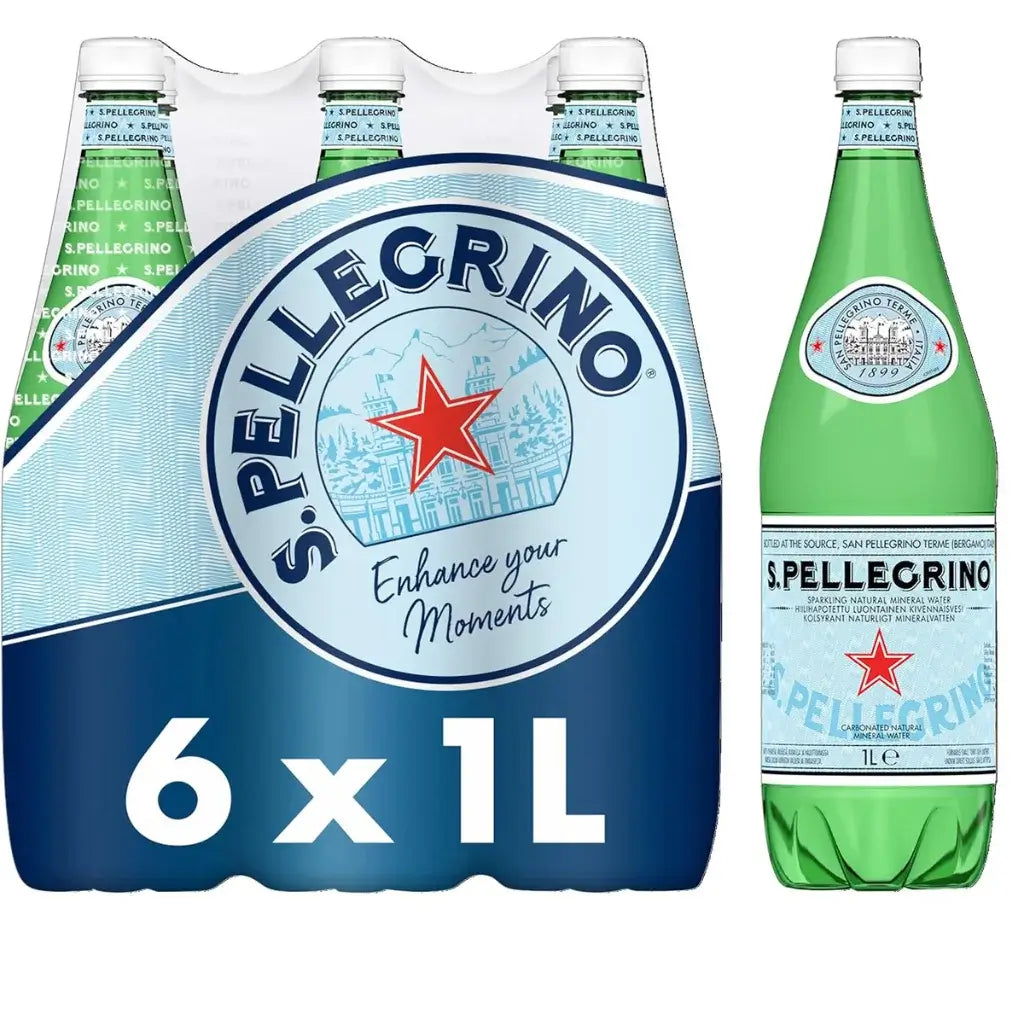 San Pellegrino Sparkling Natural Mineral Water Plastic Bottles (6x1L)