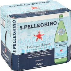 San Pellegrino Sparkling Natural Mineral Water Glass Bottles (12x1L)