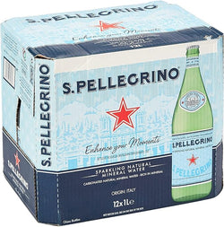 San Pellegrino Sparkling Natural Mineral Water Glass Bottles (12x1L)