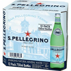 San Pellegrino Sparkling Natural Mineral Water Glass Bottles (12x750ml)
