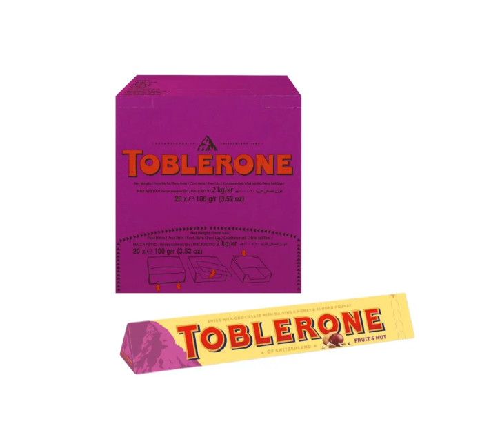 Toblerone Swiss Fruit and Nut Chocolate Bar (20x100g)