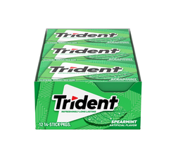 Trident Spearmint Sugar Free Gum - 12 Packs of 14 Sticks