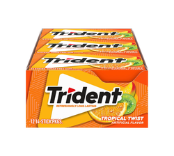Trident Tropical Twist Sugar Free Gum - 12 Packs of 14 Sticks
