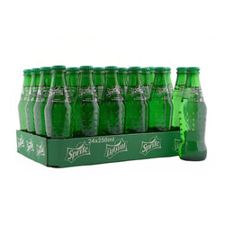 Sprite Regular Lemon Lime Flavoured Carbonated Soft Drink Glass Bottles - (24x250ml)