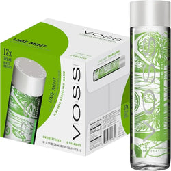 Voss Lime & Mint Sparkling Water Glass Bottles – (12×375ml)