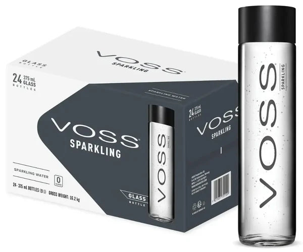 Voss Sparkling Water Glass Bottles (24x375ml)