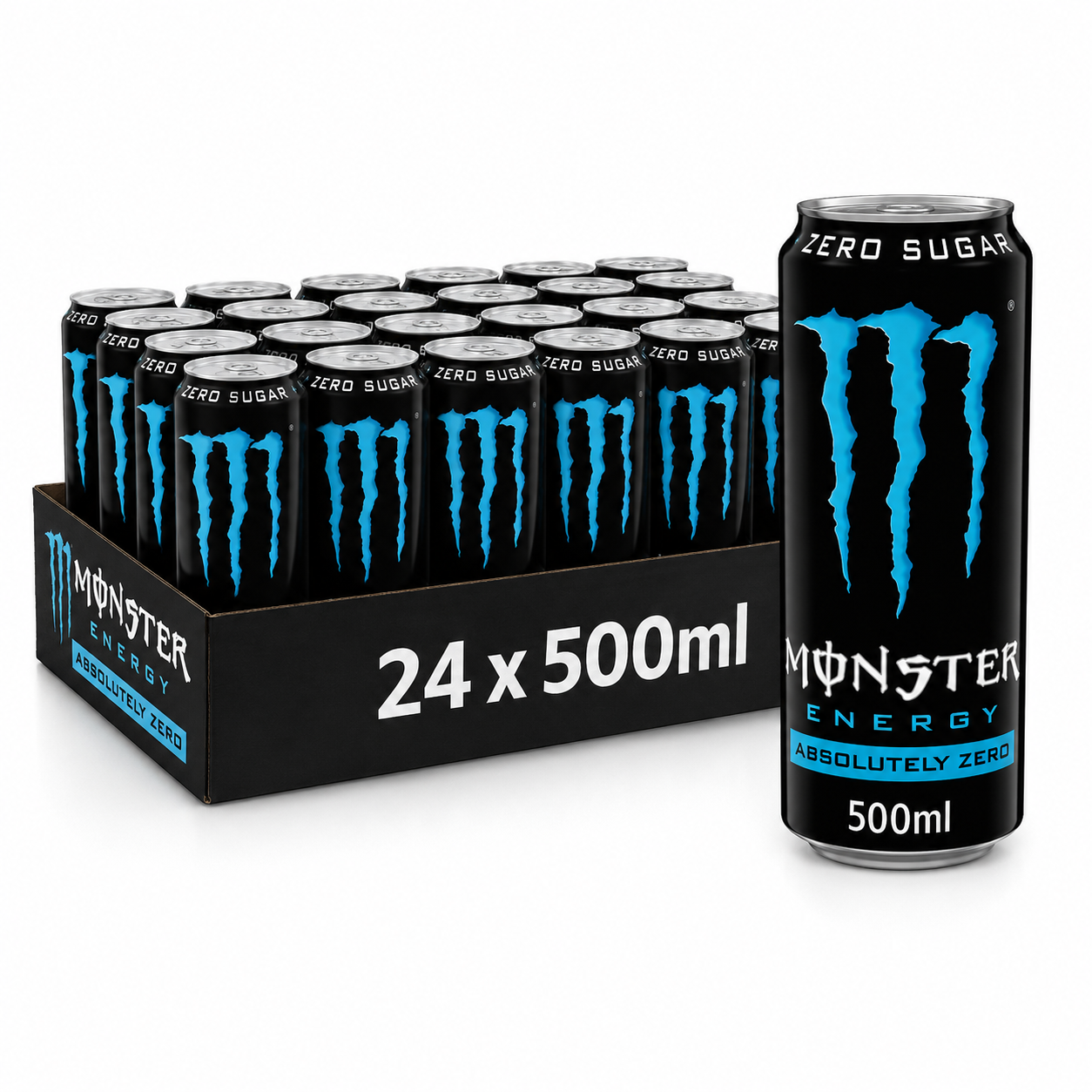 Monster Absolutely Zero Sugar Energy Drink 500ml Cans 24 Pack