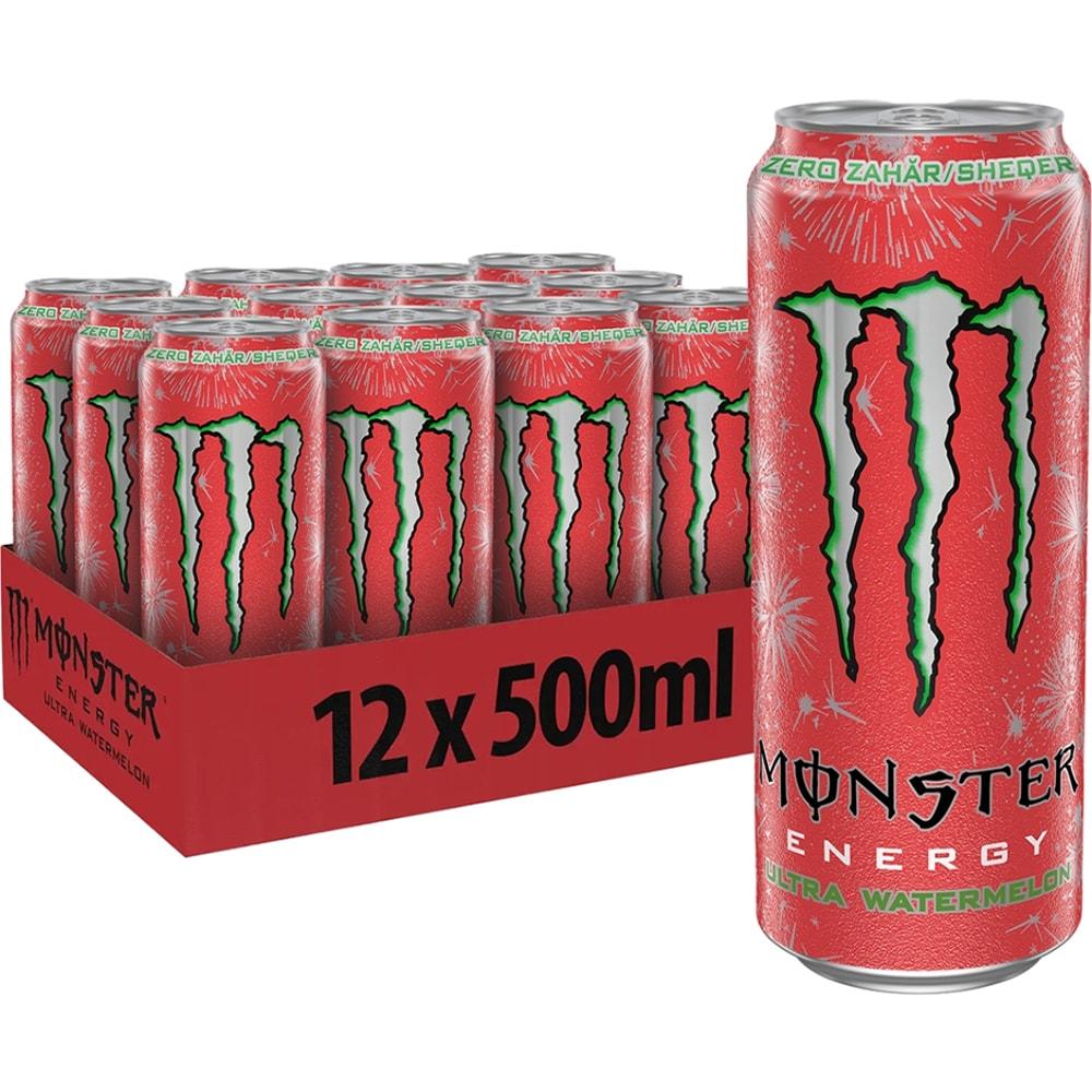 Monster Energy Ultra Watermelon Zero Sugar Energy Drink Cans – (12 x 500ml)