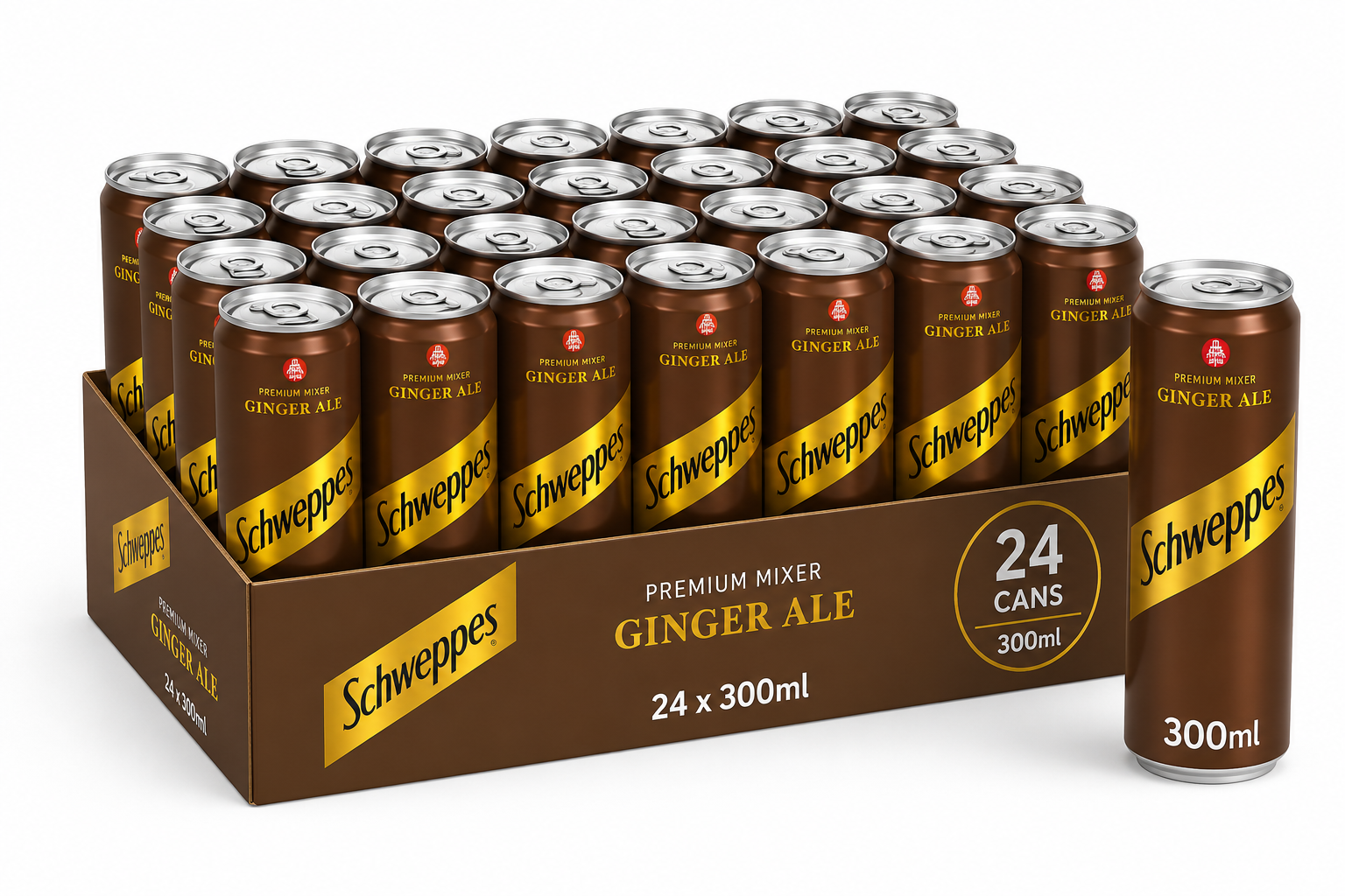 Schweppes Ginger Ale Carbonated Soft Drink Cans - (24x300ml)
