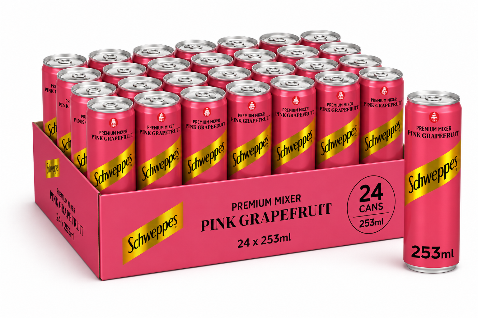 Schweppes Pink Grapefruit Sparkling Water Cans - (24x250ml)