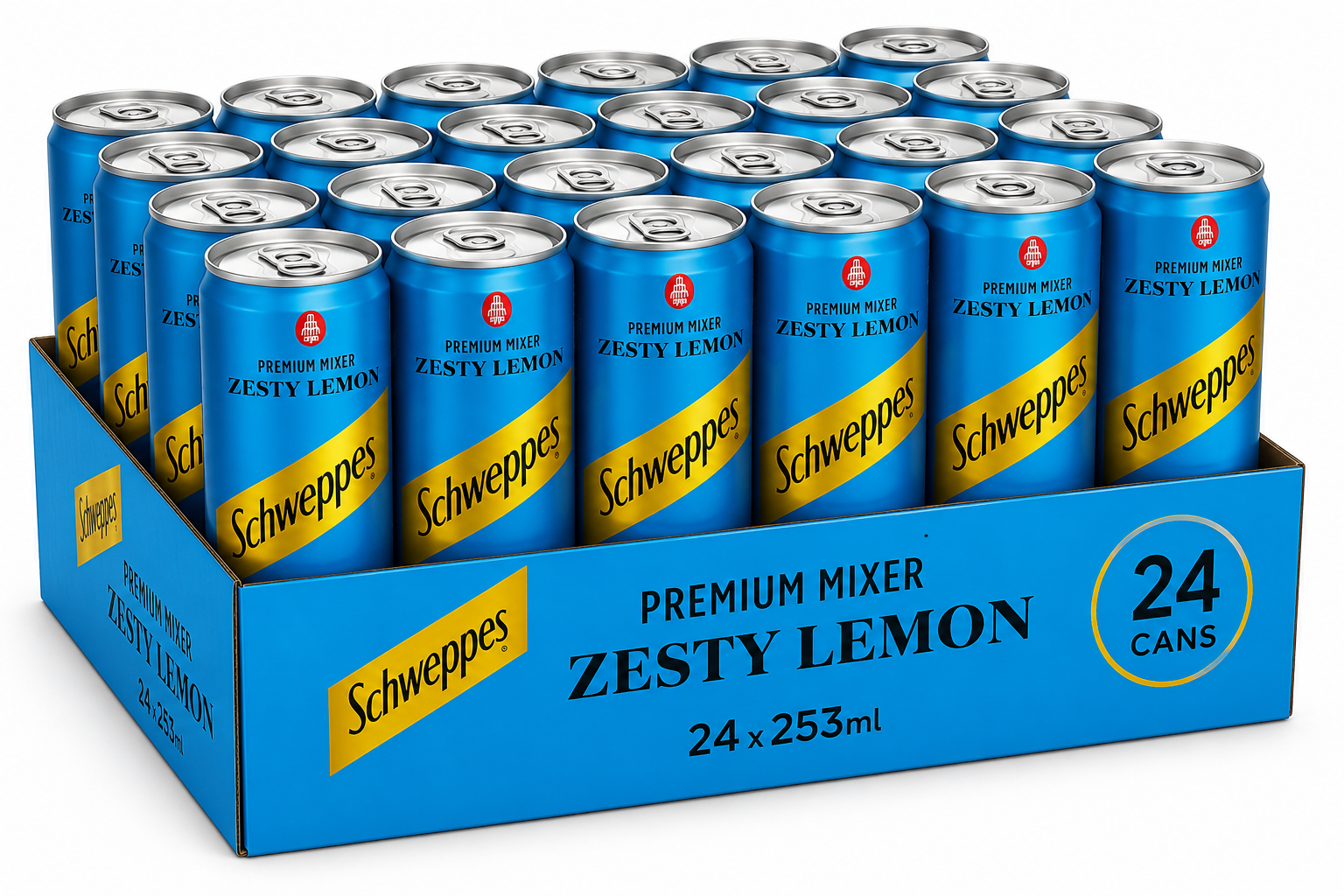 Schweppes Zesty Lemon Sparkling Water Cans - (24x250ml)